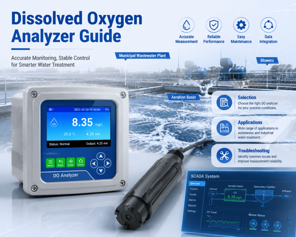Industrial dissolved oxygen analyzer for wastewater treatment