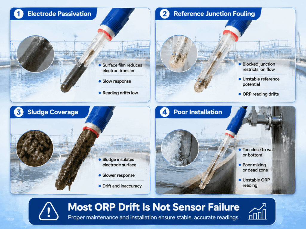 Common causes of industrial ORP sensor drift