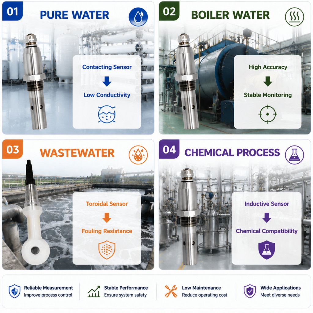 Conductivity sensor selection for different industrial applications