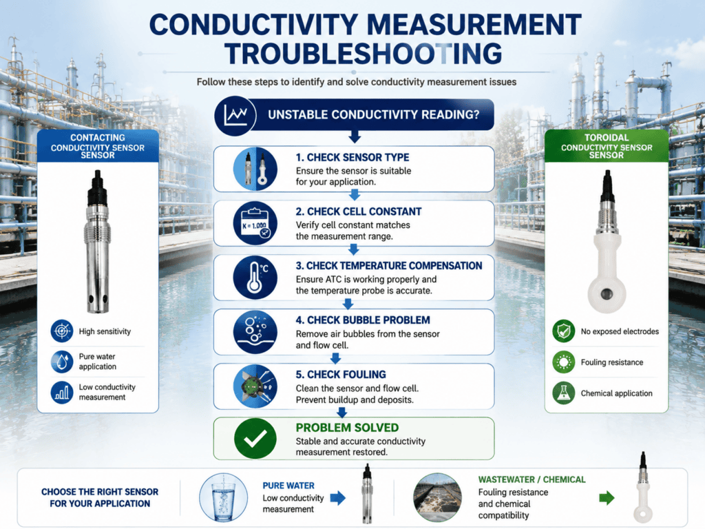 Conductivity sensor troubleshooting flowchart
