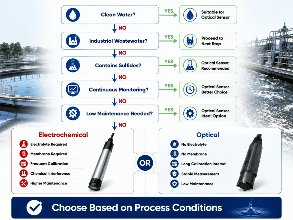 Industrial dissolved oxygen sensor selection flowchart