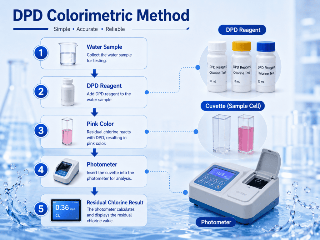 DPD colorimetric residual chlorine testing method