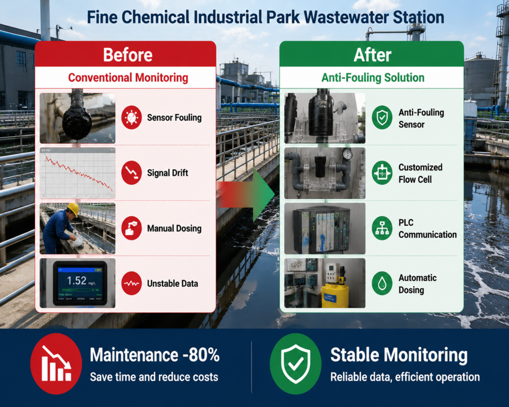 Industrial wastewater residual chlorine monitoring system solution