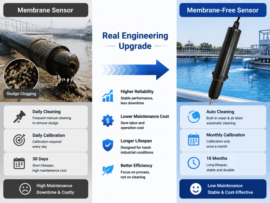 Comparison between membrane and membrane-free residual chlorine sensors
