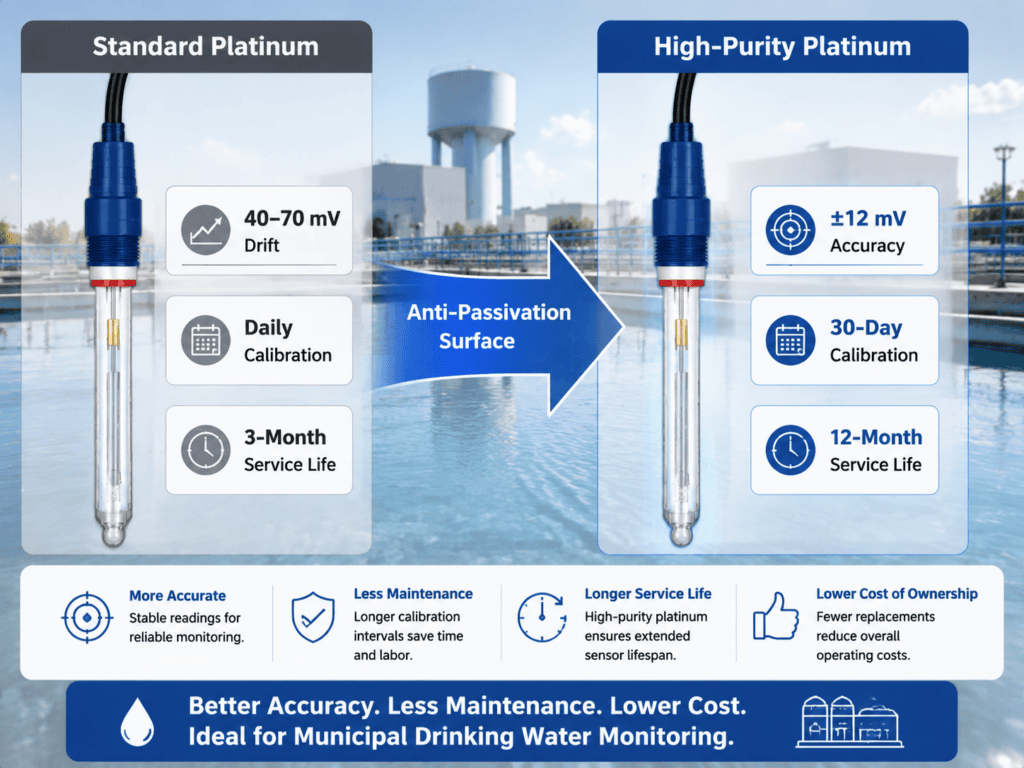 High-purity platinum ORP electrode case study in drinking water treatment