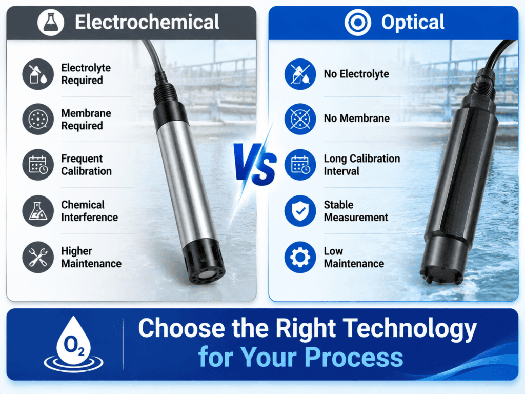 Optical vs electrochemical dissolved oxygen sensor comparison