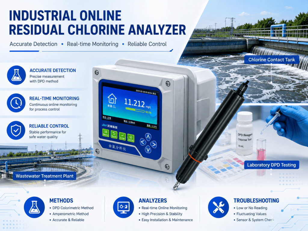 Industrial residual chlorine analyzer for wastewater monitoring