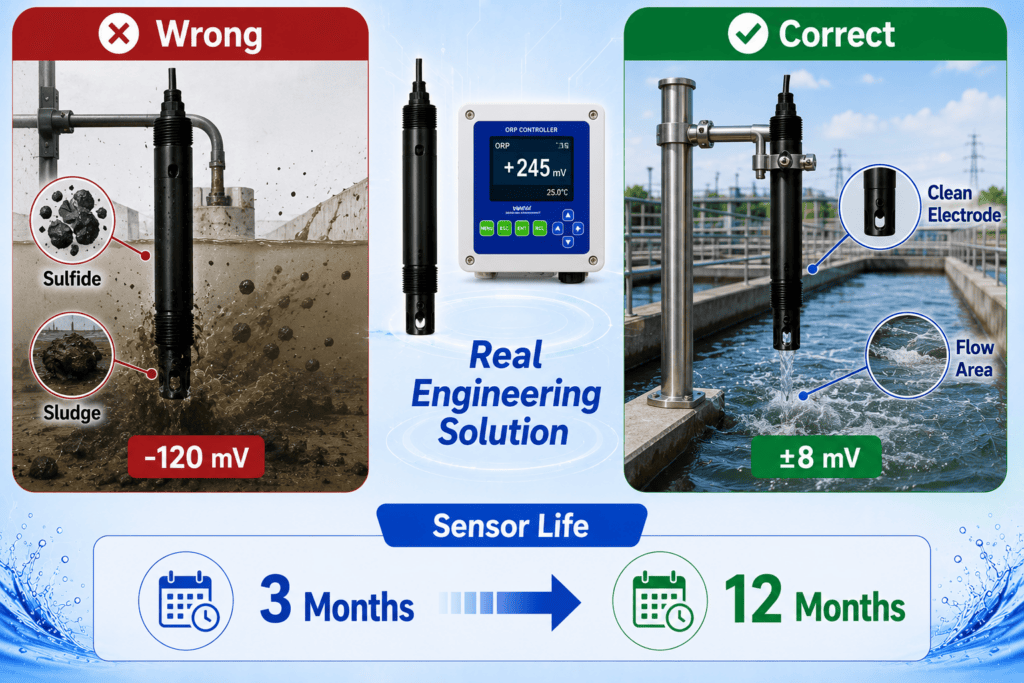 Sulfide fouling affecting ORP electrode performance