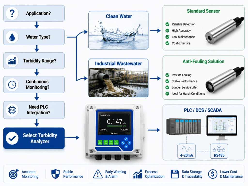Turbidity analyzer selection guide flowchart