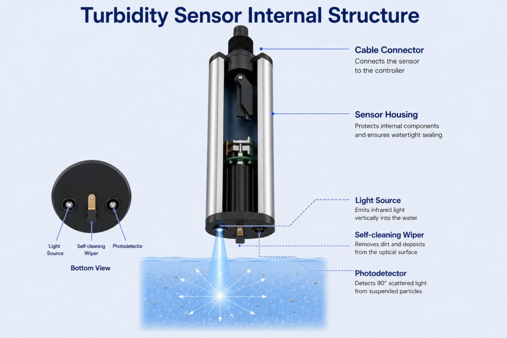Main components of an industrial turbidity sensor