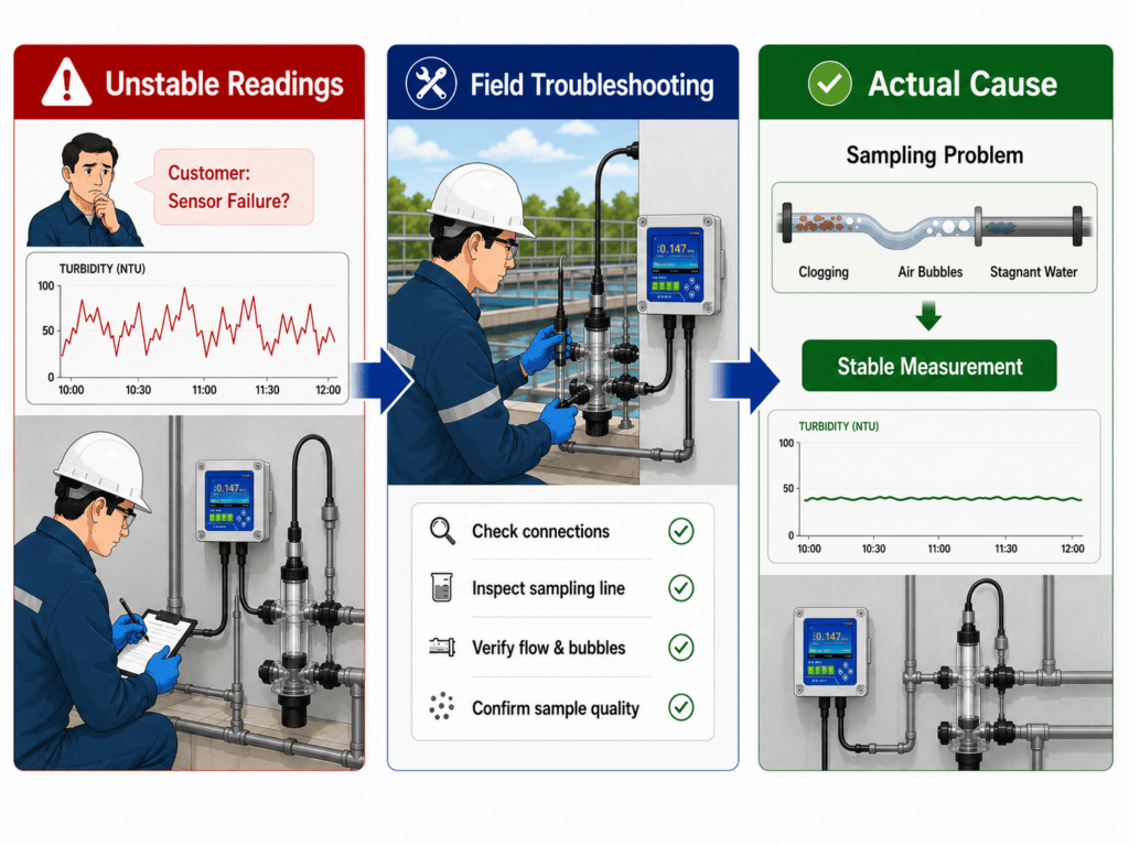 Real field troubleshooting case for industrial turbidity sensor